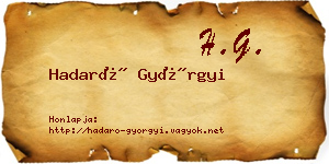 Hadaró Györgyi névjegykártya